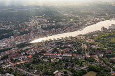 Aerial view of Harbor, fjord in the district Kielseng in Flensburg in the state Schleswig Holstein, Germany