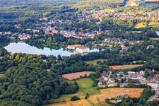 Aerial view of Castle Glücksburg in the castle pond in Glücksburg in the state Schleswig Holstein, Germany