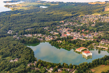 Oblique view of Castle Glücksburg in the castle pond in Glücksburg in the state Schleswig Holstein, Germany