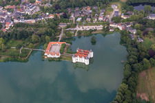Castle Glücksburg in the castle pond in Glücksburg in the state Schleswig Holstein, Germany seen from above