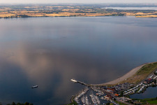 Marina with boat moorings on the shore area Langballigau in Langballig in Schleswig-Holstein