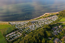 Camping with caravans and tents at the Baltic beach in Langballigholz in Schleswig-Holstein