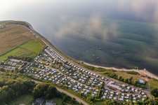Aerial view of Camping site “Fördeblick” Westerholz eV in Westerholz in the state Schleswig Holstein, Germany
