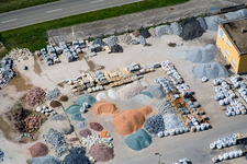 Oblique view of Garden Gravel Company, Badische Terrazzo Handelsgesellschaft mbH Huttenheimer Landstraße 2-6 in the district Neudorf in Graben-Neudorf in the state Baden-Wuerttemberg, Germany