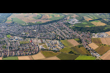 Panorama in the district Linkenheim in Linkenheim-Hochstetten in the state Baden-Wuerttemberg, Germany