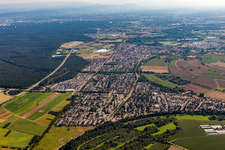 Bird's eye view of District Eggenstein in Eggenstein-Leopoldshafen in the state Baden-Wuerttemberg, Germany
