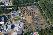 Solar power plant and photovoltaic systems on Untergrombacher Strasse of KIT Campus Nord in Eggenstein-Leopoldshafen in the state Baden-Wuerttemberg, Germany