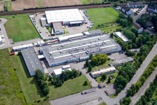 Siemensstrasse industrial area with Hartmann & König Stromzuführungs AG and HeKa Fenster and in the district Neudorf in Graben-Neudorf in the state Baden-Wuerttemberg, Germany
