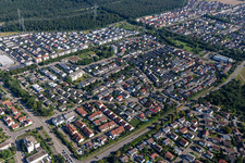 District Leopoldshafen in Eggenstein-Leopoldshafen in the state Baden-Wuerttemberg, Germany seen from above