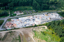 Garden gravel in the district Neudorf in Graben-Neudorf in the state Baden-Wuerttemberg, Germany viewn from the air