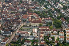 Aerial view of Castle Bad Bergzabern in Bad Bergzabern in the state Rhineland-Palatinate, Germany