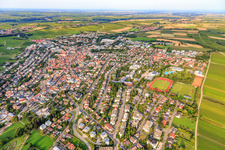 City overview from the southwest in Bad Bergzabern in the state Rhineland-Palatinate, Germany