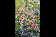 Aerial view of View of the winegrowing village from the west in Oberotterbach in the state Rhineland-Palatinate, Germany