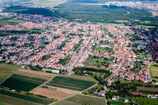 Aerial view of From the southwest in the district Wiesental in Waghäusel in the state Baden-Wuerttemberg, Germany