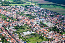 Aerial photograpy of From the southwest in the district Wiesental in Waghäusel in the state Baden-Wuerttemberg, Germany