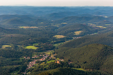 Berwartstein Castle in Erlenbach bei Dahn in the state Rhineland-Palatinate, Germany from above
