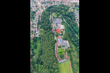 School building and sports field of the Trifels-Gymnasium in Annweiler am Trifels in the state Rhineland-Palatinate, Germany