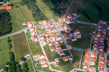 Aerial view of Montesoristr in the district Wiesental in Waghäusel in the state Baden-Wuerttemberg, Germany