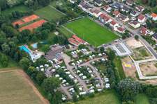 Camping Klingbachtal with caravans and tents in Billigheim-Ingenheim in the state Rhineland-Palatinate, Germany