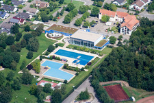 Aerial view of Rheintalbad Waghäusel in Waghäusel in the state Baden-Wuerttemberg, Germany