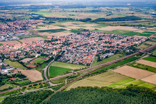 Aerial view of Neulußheim in the state Baden-Wuerttemberg, Germany