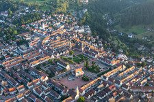 Oblique view of Town Hall building of the City Council at the market downtown in Freudenstadt in the state Baden-Wuerttemberg, Germany