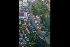Robert-Bürkle-Straße industrial area in Freudenstadt in the state Baden-Wuerttemberg, Germany from above