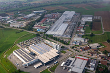 Aerial view of Industrial and commercial area with Beton - Fertigteil - Union GmbH & Co. KG; Schwaebische Werkzeugmaschinen GmbH, KMS Automation GmbH in Schramberg in the state Baden-Wuerttemberg, Germany