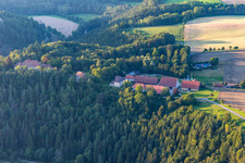 Aerial view of Farm Hohenstein in the district Hohenstein in Dietingen in the state Baden-Wuerttemberg, Germany