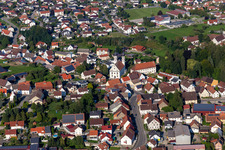 Town View of the streets and houses of the residential areas in Uttenweiler in the state Baden-Wuerttemberg, Germany