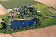 Beach areas on the - Naturfreibad in Uttenweiler in the state Baden-Wuerttemberg, Germany