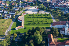 Aerial view of Schussenried Monastery in the district Roppertsweiler in Bad Schussenried in the state Baden-Wuerttemberg, Germany