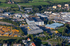 Building complex and distribution center on the site of Versandhaus Walz GmbH, Baby-Walz in Bad Waldsee in the state Baden-Wuerttemberg, Germany from above