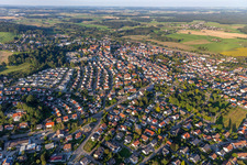 Aerial view of View of the town from the south in Aulendorf in the state Baden-Wuerttemberg, Germany