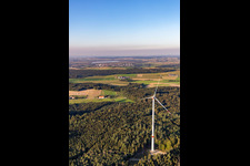 Aerial view of Wind farm Bad Saulgau in the district Braunenweiler in Bad Saulgau in the state Baden-Wuerttemberg, Germany