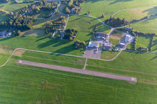 Runway with tarmac terrain of airfield von Skydive Saulgau in Bad Saulgau in the state Baden-Wuerttemberg, Germany