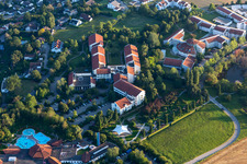 Oblique view of Building of the Spa and Event house und SPA-park with Sonnenhof-Therme Bad Saulgau and Klinik an der schoenen Moos in Bad Saulgau in the state Baden-Wuerttemberg, Germany