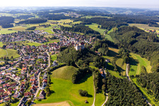 Aerial view of Castle Waldburg in the district Sieberatsreute in Waldburg in the state Baden-Wuerttemberg, Germany