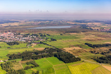 Aerial view of Federsee in Bad Buchau in the state Baden-Wuerttemberg, Germany