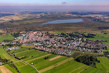 Town View of the streets and houses of the residential areas in front of the Federsee in Bad Buchau in the state Baden-Wuerttemberg, Germany