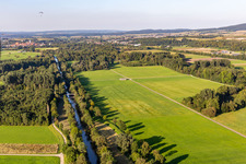 Straight course of the Danube in the district Lochham in Altheim in the state Baden-Wuerttemberg, Germany