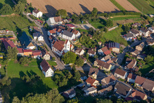 Aerial view of Church of St. Peter and Paul in the district Heudorf in Scheer in the state Baden-Wuerttemberg, Germany