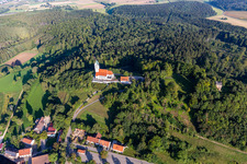 St. John the Baptist on the Bussen, holy mountain of Upper Swabia in the district Offingen in Uttenweiler in the state Baden-Wuerttemberg, Germany from above