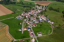 Aerial view of District Dürrenwaldstetten in Langenenslingen in the state Baden-Wuerttemberg, Germany