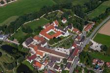 Aerial view of St. Anna-Münster, Conference Center Monastery Heiligkreuztal in the district Heiligkreuztal in Altheim in the state Baden-Wuerttemberg, Germany