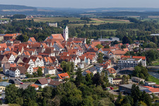 Oblique view of Old Town area and city center in Riedlingen in the state Baden-Wuerttemberg, Germany