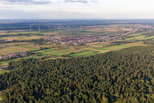 Drone image of Minfeld in the state Rhineland-Palatinate, Germany
