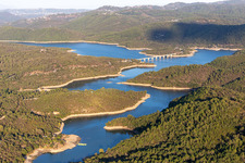 Impoundment and shore areas at the lake Lac de Saint cassien in Tanneron in Provence-Alpes-Cote d'Azur, France
