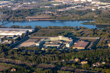 Prison grounds and high security fence Prison Detention center in Tarascon in Provence-Alpes-Cote d'Azur, France. Editorial use only !