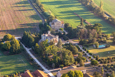 Buildings and parks at the mansion of the farmhouse Clamasix Domaine Breuil in Saint-Etienne-du-Gres in Provence-Alpes-Cote d'Azur, France